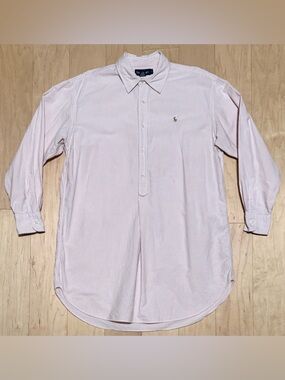 Polo Ralph Lauren Oxford Shirt Dress Pink White Striped Pony Women’s Large